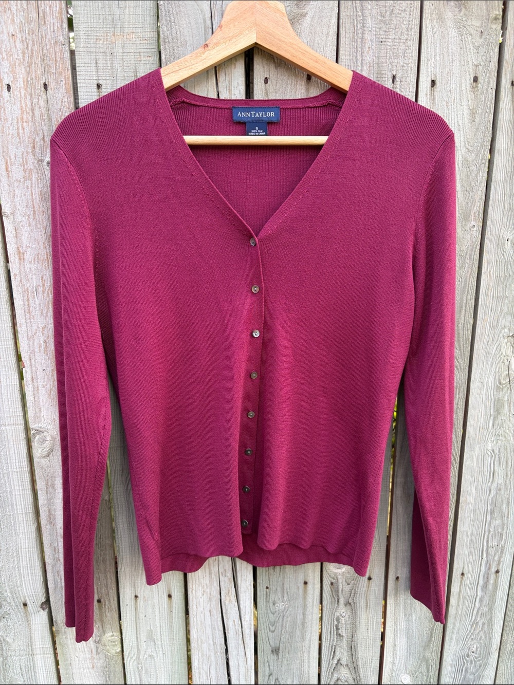 Ann Taylor Women's Button Front Cardigan - Berry Plum